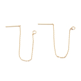 Brass Stud Earring Findings, Ear Thread with Loop, Long-Lasting Plated