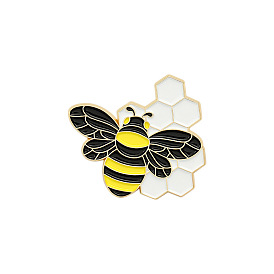 Creative Zinc Alloy Brooches, Enamel Lapel Pin, with Iron Butterfly Clutches or Rubber Clutches, Bee, Golden