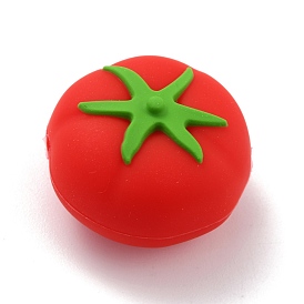 Food Grade Eco-Friendly Silicone Focal Beads, Chewing Beads For Teethers, DIY Nursing Necklaces Making, Tomato