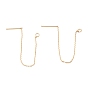 Brass Stud Earring Findings, Ear Thread with Loop, Long-Lasting Plated