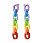 Rainbow Dangle Stud Earrings, with Acrylic Cable Chains, 304 Stainless Steel Stud Earring Pins & Ear Nuts