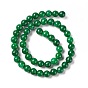 Brin de perles rondes en jade naturel, teint, verte