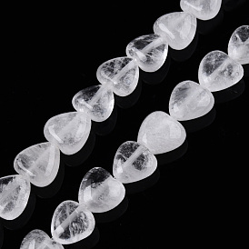 Naturelles cristal de quartz brins de perles, perles de cristal de roche, cœur