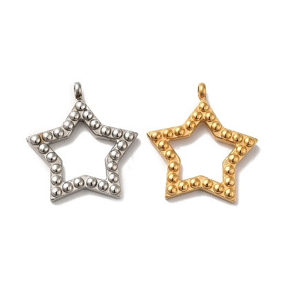 304 Stainless Steel Pendants, Hollow Star Charm
