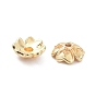 Brass 4-Petal Bead Caps, Long-Lasting Plated, Flower