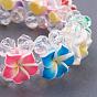 AB Color Plated Glass Bead Multi-Strand Stretch Bracelets, with Flower Polymer Clay Beads, Faceted Round