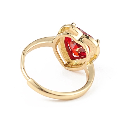 Corazón de circonitas cúbicas ajustable con esmalte, joyas de latón chapado en oro real 18k para mujer, sin plomo y el cadmio