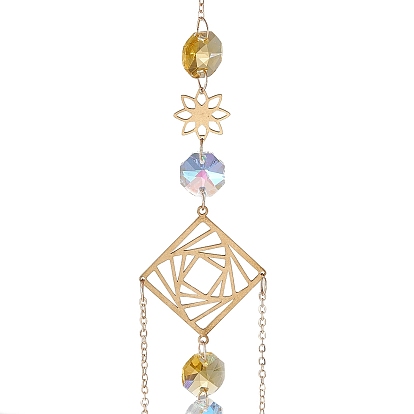 Attrape-soleil suspendu, décorations pendantes en fer et verre à facettes, avec anneau de saut, larme et octogone
