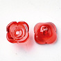 4-Petal Transparent Spray Painted Glass Bead Caps, Flower