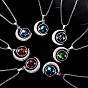 Synthetic Luminaries Stone Moon with 12 Constellations Pendant Necklace, Stainless Steel Jewelry for Women, Stainless Steel Color