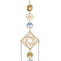 Hanging Suncatcher, Iron & Faceted Glass Pendant Decorations, with Jump Ring, Teardrop & Octagon