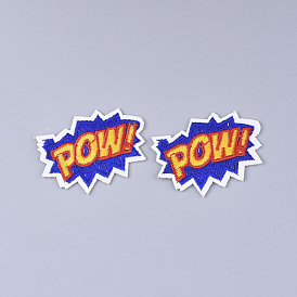 Computerized Embroidery Cloth Iron on/Sew on Patches, Appliques, Costume Accessories, Word POW