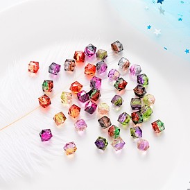 Transparent Spray Painted Crackle Acrylic Beads, Two Tone, Polygon