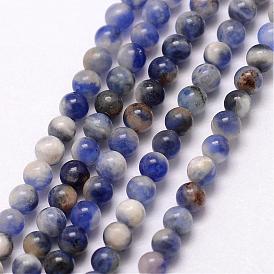 Sodalite naturel rangées de perles, ronde