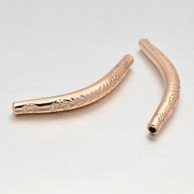 Alloy Curved Tube Beads, Curved Tube Noodle Beads, Long-Lasting Plated, 36.5x4.5x4mm, Hole: 1mm
