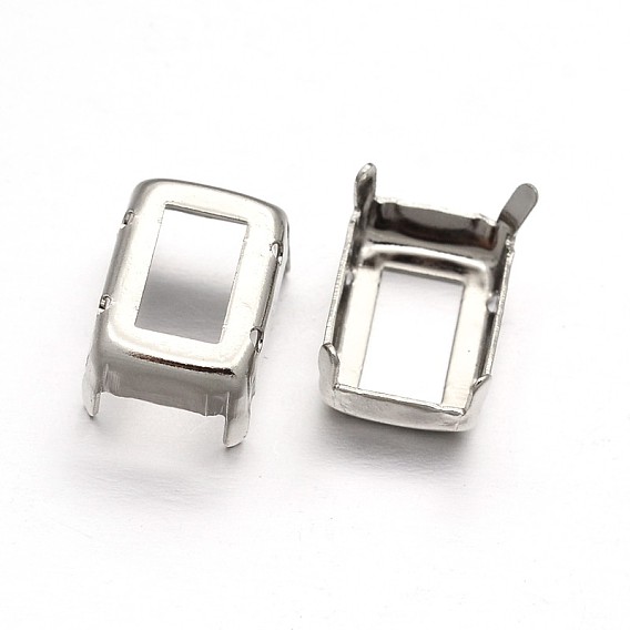 Cosido de latón rectangular en la configuración de las puntas, ajustes de garra para diamantes de imitación en punta, abrir de nuevo la configuración