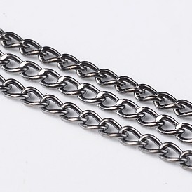 Iron Twisted Chains, Unwelded, with Spool, Lead Free & Nickel Free, 5x3x0.8mm, about 328.08 Feet(100m)/roll