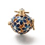 Alloy Crystal Rhinestone Bead Cage Pendants, Hollow Flower Charm, with Enamel, for Chime Ball Pendant Necklaces Making