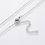 304 Stainless Steel Chain Necklaces, with Brass Micro Pave Cubic Zirconia Pendants, Angel