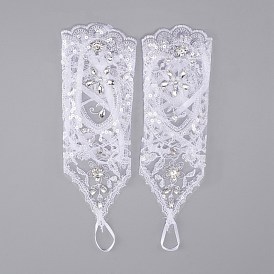 Flower Parttern Polyester Gloves, with Rhinestone, for Wedding Bride Supplies
