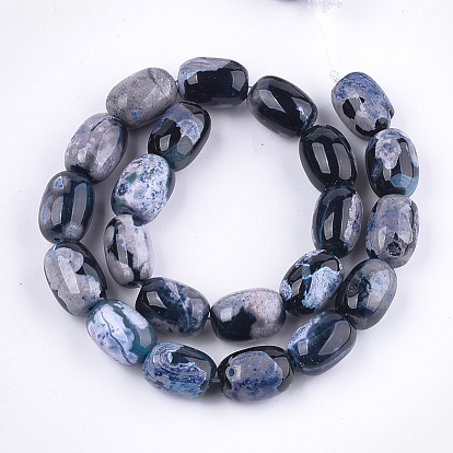 Natural Fire Crackle Agate Beads Strands, Dyed, Barrel