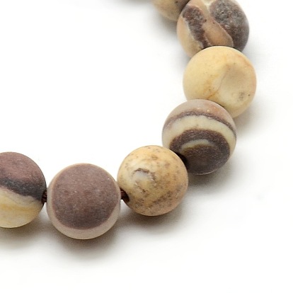   Perles naturelles rondes givré jaspe zèbre