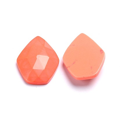 Dyed Faceted Natural Howlite Cabochons, 31x23x6mm