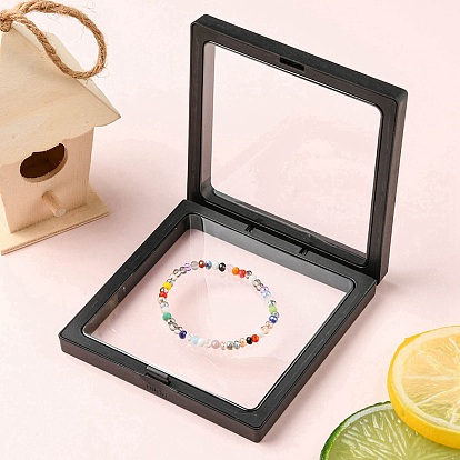 Квадратный прозрачный полиэтиленовый тонкопленочный подвесной дисплей для ювелирных изделий, дисплеи с плавающей рамкой для хранения колец, ожерелий, браслетов, серег