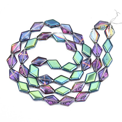 Electroplate Glass Beads Strands, Rhombus