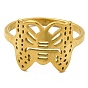 201 Stainless Steel Finger Rings, Hollow Out Butterfly Wide Band Rings for Women