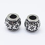 316 Surgical Stainless Steel European Beads, Large Hole Beads, Rondelle with Flower