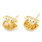 Natural Pearl Shell/Scallop Shape Stud Earrings with 925 Sterling Silver Pins, Brass Jewelry for Women