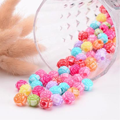 Acrylic Beads, Craft Style, Flower, 11x9.5mm, Hole: 3mm, about 1090pcs/500g