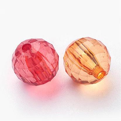 Faceted Round Transparent Acrylic Beads