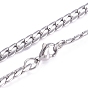Men's 201 Stainless Steel Cuban Link Chain Necklaces, with Lobster Claw Clasps