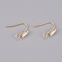 Brass Earring Hooks, Ear Wire, with Clear Cubic Zirconia and Horizontal Loop, Long-Lasting Plated