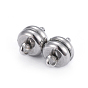 202 Stainless Steel Magnetic Clasps with Loops, Flat Round
