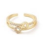 Anneau de cercle de zircone cubique clair anneau de manchette ouvert, bijoux en laiton pour femmes