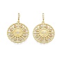 Brass Micro Pave Clear Cubic Zirconia Pendants, Flat Round
