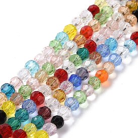 Transparent Glass Beads Strands, Faceted(32 Facets), Round