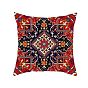 Burlap Turkish Floral Pattern Pillow Case, Square Cushion Cover, for Sofa Bed Decoration