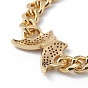 Bracelet à maillons papillon en zircone cubique transparente avec chaînes gourmettes, bijoux en laiton pour femmes, sans cadmium et sans plomb