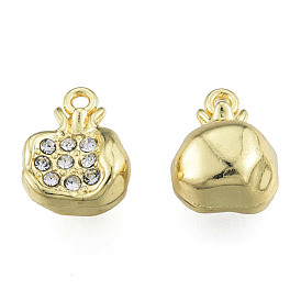 Rack Plating Alloy Charms, with Crystal 
Rhinestone, Cadmium Free & Nickel Free & Lead Free, Pomegranate
