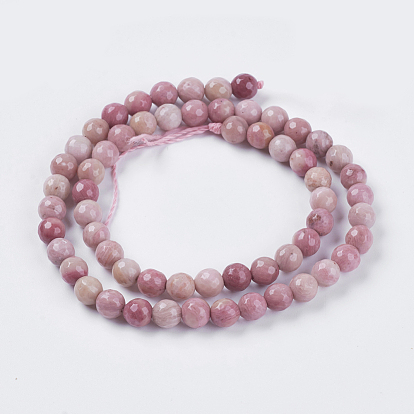 Natural Rhodonite Beads Strands, Dyed, Faceted, Round