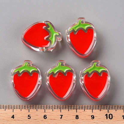 Perles acryliques émail transparent, fraise