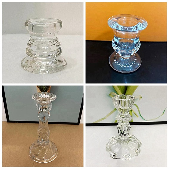 Glass Roman Pillar Candle Holders, for Home Decorations
