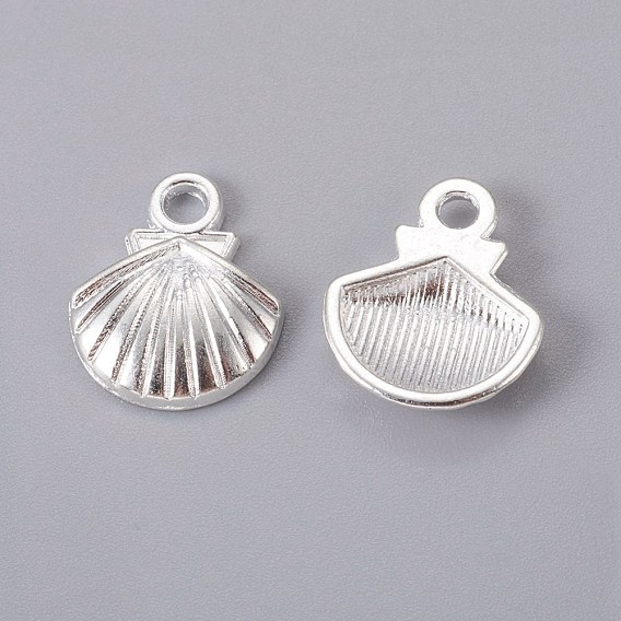 Tibetan Style Alloy Charms, Lead Free and Cadmium Free, Shell, 11.8mm wide, 14mm high, 2.8mm thick, hole: 2mm