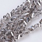 Electroplate Glass Beads Strands, Pearl Luster Plated, Faceted, Triangle