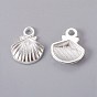 Tibetan Style Alloy Charms, Lead Free and Cadmium Free, Shell, 11.8mm wide, 14mm high, 2.8mm thick, hole: 2mm