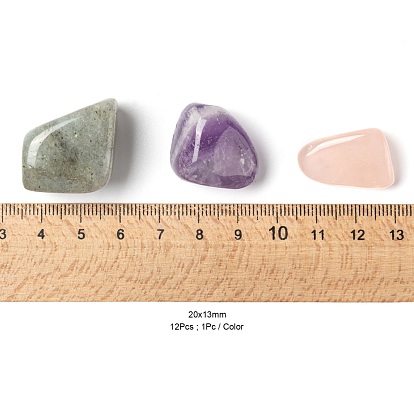 12 pièces sans trou/perles de pierres précieuses naturelles non percées, pierres de guérison, pour l'équilibrage des chakras, cristal thérapie, méditation, reiki, pierre tombée, nuggets